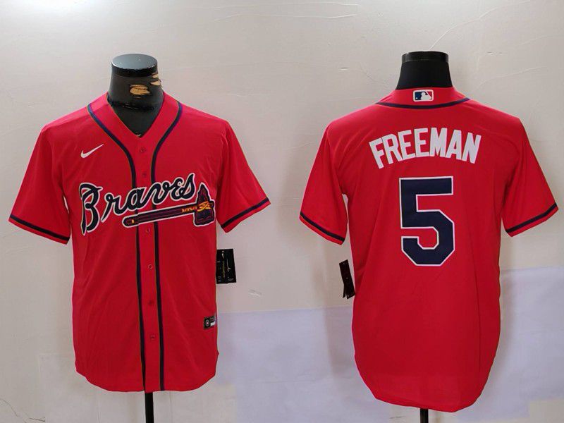 Men Atlanta Braves #5 Freeman Red Game 2024 Nike MLB Jersey style 4